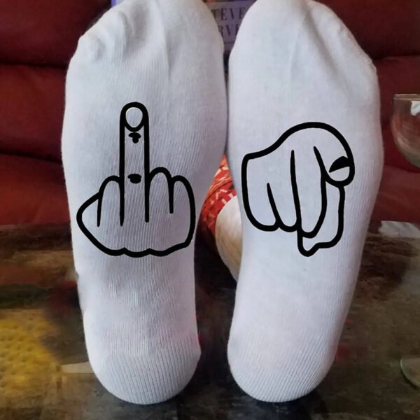 Middle Finger Pure Cotton Casual Socks - Image 2