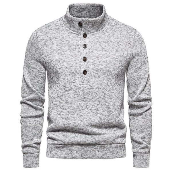 Men's Turtleneck Buttons Pullover Casual Loose - Image 10