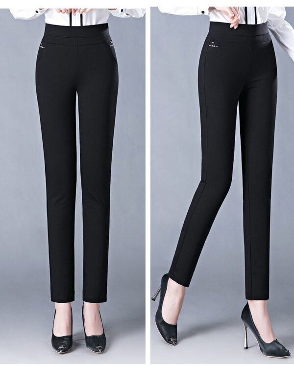 Elastic High Waist Spring Leisure Elastic StripeStraight-leg Pants - Image 8