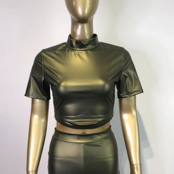 Women's Tight Elastic Force Leather Pants Suit - Image 7