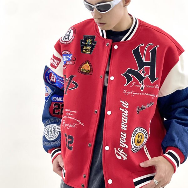 Men's And Women's Denim Sleeve Patchwork Loose Jacket - Image 6
