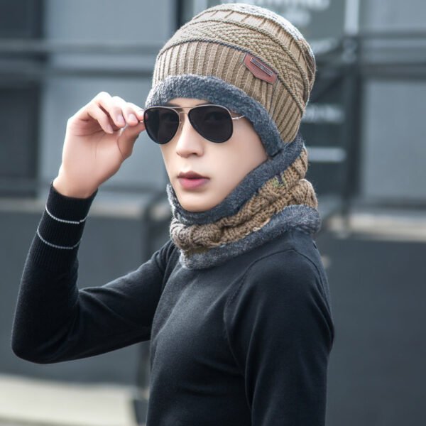Winter Beanie Hat Scarf Set Warm Knit Hat Thick Fleece Lined Winter Hat Neck Warmer For Men Women - Image 7