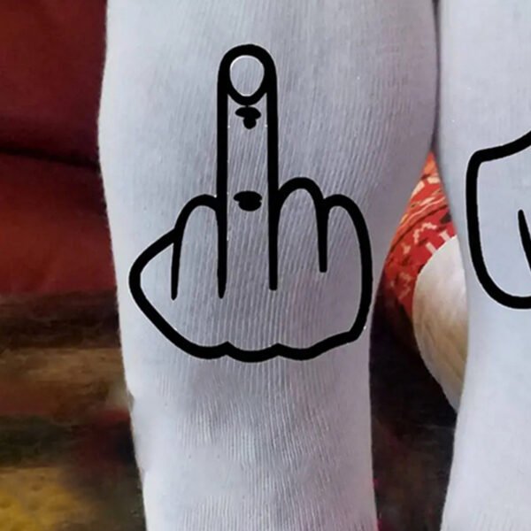Middle Finger Pure Cotton Casual Socks - Image 3