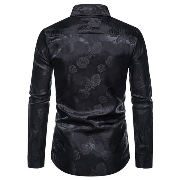 Men's Fashion Rose Print Long Sleeve Shirt - Image 6