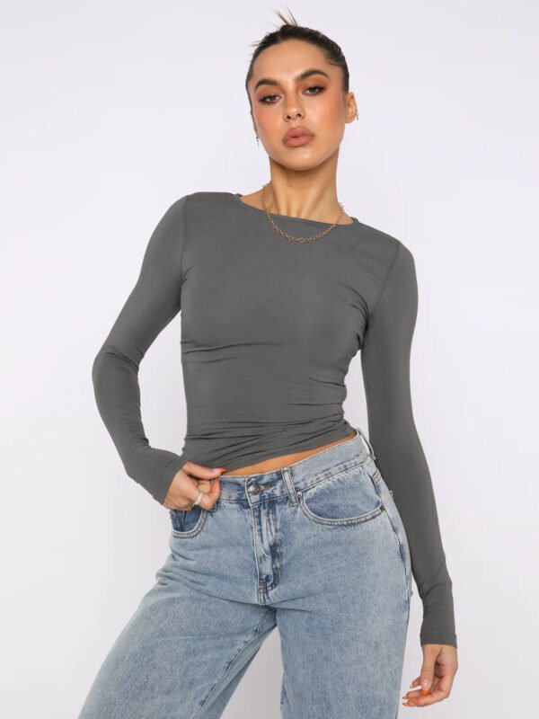 Knitwear Tight Casual Long Sleeve T-shirt Bottoming Shirt All-matching Outer Wear - Image 8