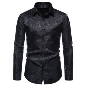 Men's Fashion Rose Print Long Sleeve Shirt