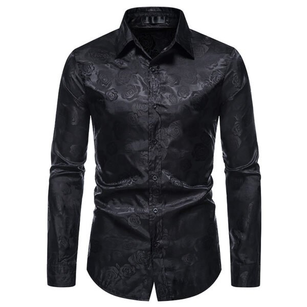 Men's Fashion Rose Print Long Sleeve Shirt