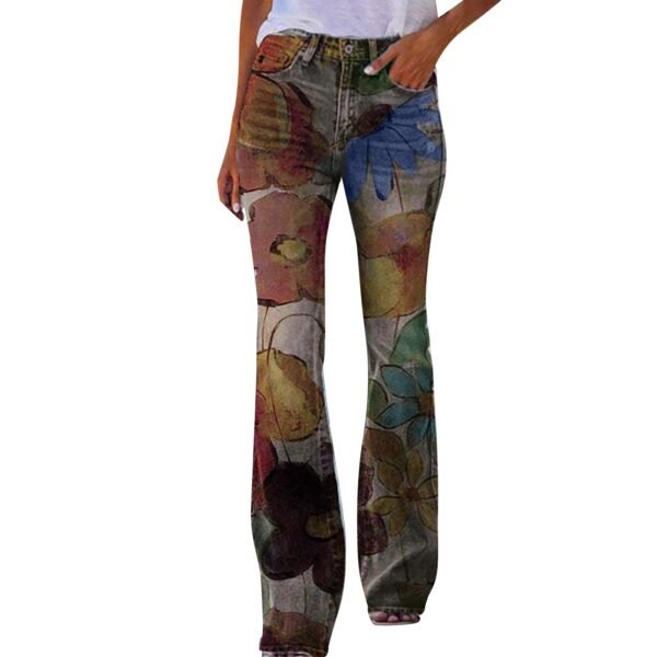 European And American Plus Size Women's Casual Pants Floral Thin Trousers - Image 5