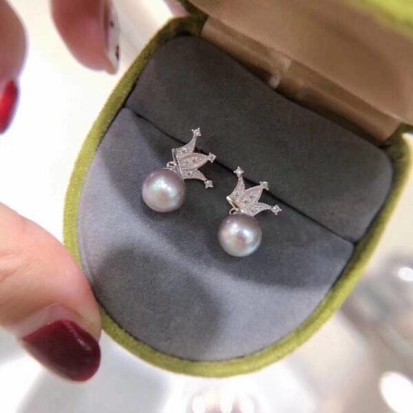 6-7mm Seawater Jane Stud Earrings S925 Crown Studs - Image 3