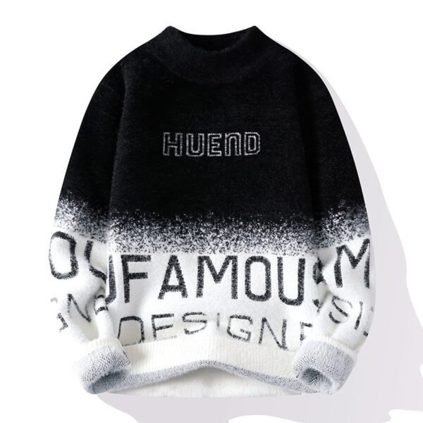 Men's Half Turtleneck  With Fleece Thickened Sweater - Image 7