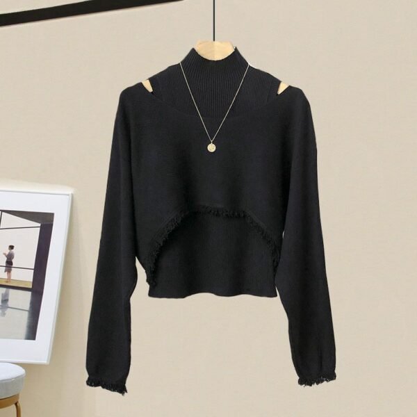Design Knitted Blouse Slimming Vest All-match Tutu Three-piece Set - Image 4