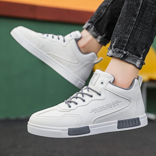 Fashionable High-top Leather Panel Shoes All-match Sports - Image 4