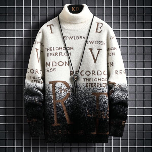 Gradient Mink Fleece Turtleneck Sweater For Men - Image 6