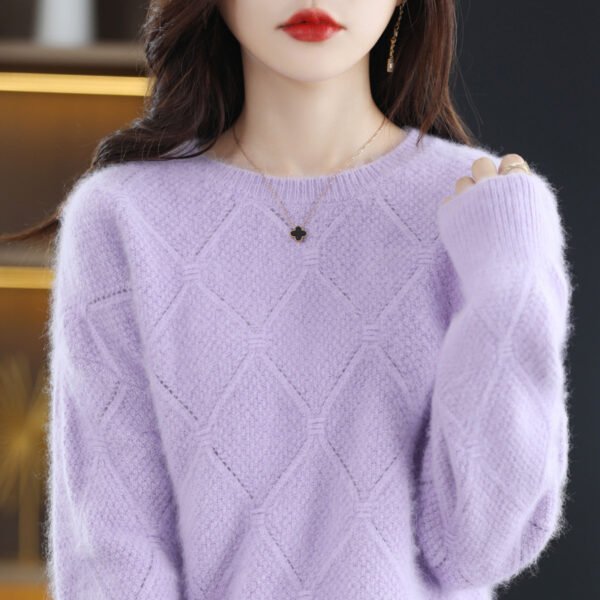 Hollow Round Neck Mink Sweater Women - Image 4