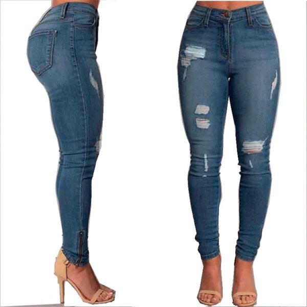 Women's Jeans Ankle Banded Slim Fit Hip Raise Jeans Women's Trousers - Image 5