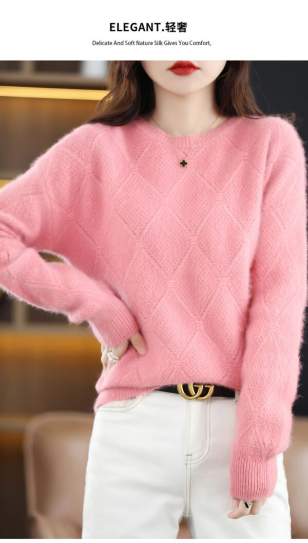 Hollow Round Neck Mink Sweater Women - Image 6