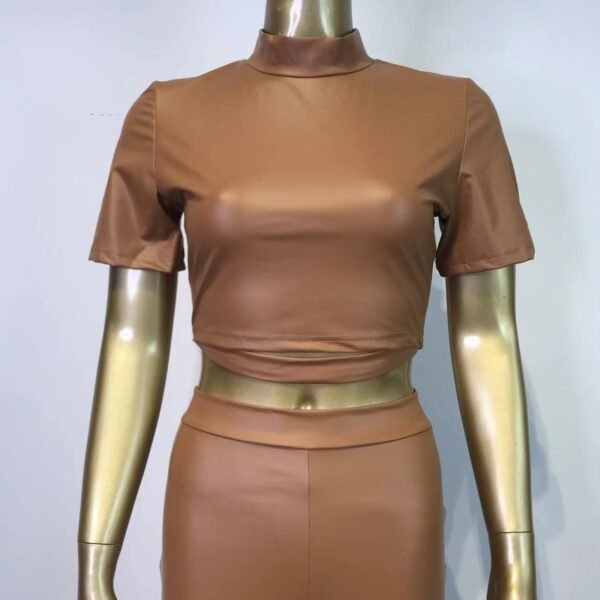 Women's Tight Elastic Force Leather Pants Suit - Image 10