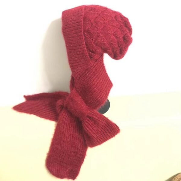 Women's  One-piece Hat With Scarf Warm Thickened Ears Protection  Woolen Cap - Image 10