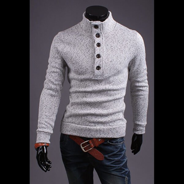 Men's Fashion Trendy Turtleneck Buttons Sweater - Image 3