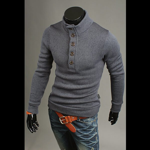 Men's Fashion Trendy Turtleneck Buttons Sweater - Image 5