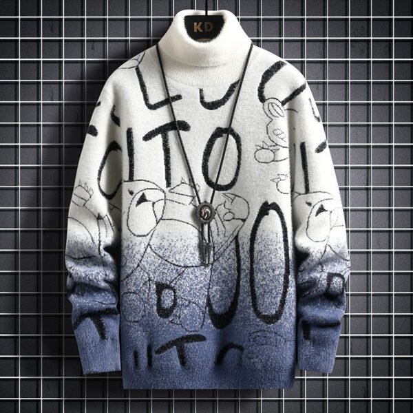 Gradient Mink Fleece Turtleneck Sweater For Men - Image 5