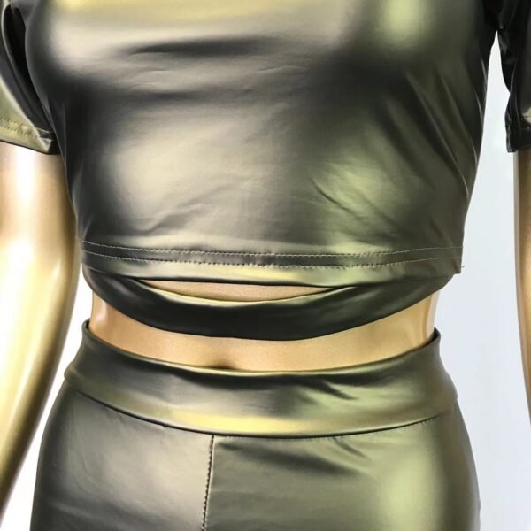 Women's Tight Elastic Force Leather Pants Suit - Image 9
