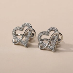 Fashion Temperament 925 Sterling Silver Heart-shaped Mosonite Earrings