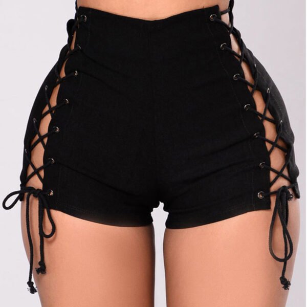Women's Side Bandage High Waist Denim Shorts - Image 8