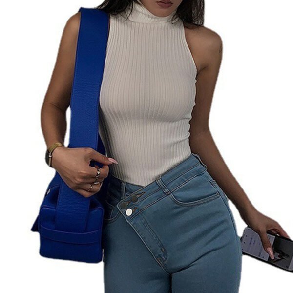 Red High Collar Knitwear Bottoming Sexy Inner Wear Tight Top - Image 5