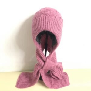 Women's  One-piece Hat With Scarf Warm Thickened Ears Protection  Woolen Cap