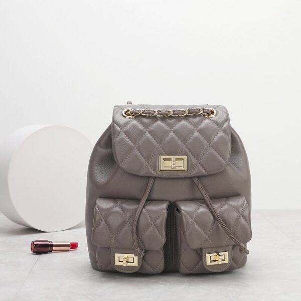 First Layer Cowhide Rhombus Chain Backpack Advanced Texture All-matching - Image 9