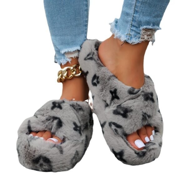 Fall Plus Size Fashionable And Comfortable Plush Suede Thick-soled Women's Slippers - Image 7