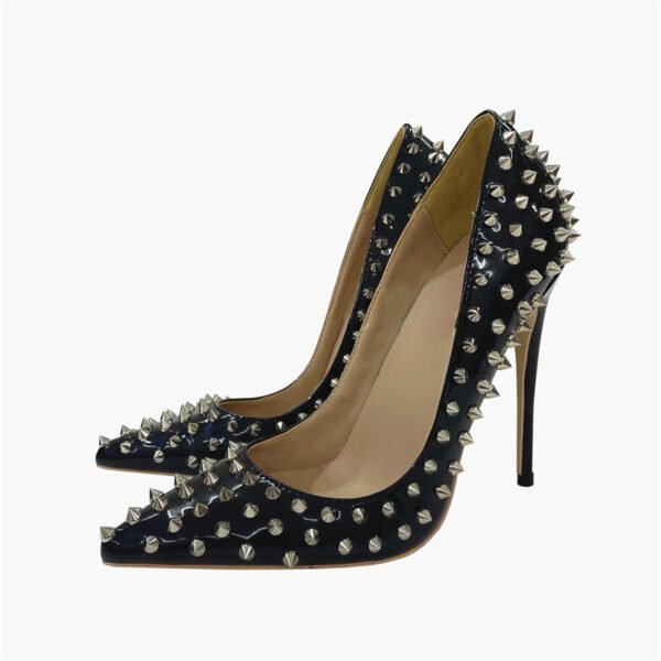 Rivet High Heels Pointed Stiletto Low-cut Shoes - Image 4