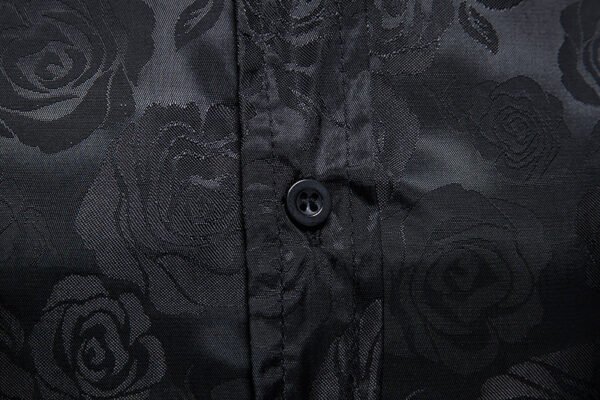 Men's Fashion Rose Print Long Sleeve Shirt - Image 5
