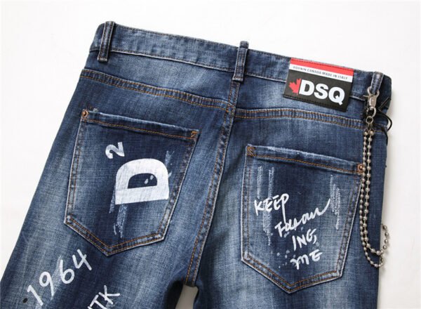 men jeans famous D2 Men slim jeans pants mens denim trousers zipper blue hole Pencil Pants - Image 5