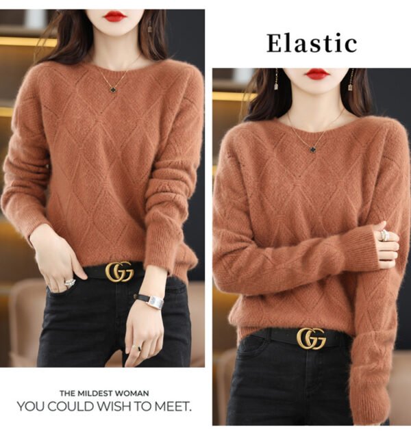Hollow Round Neck Mink Sweater Women - Image 8