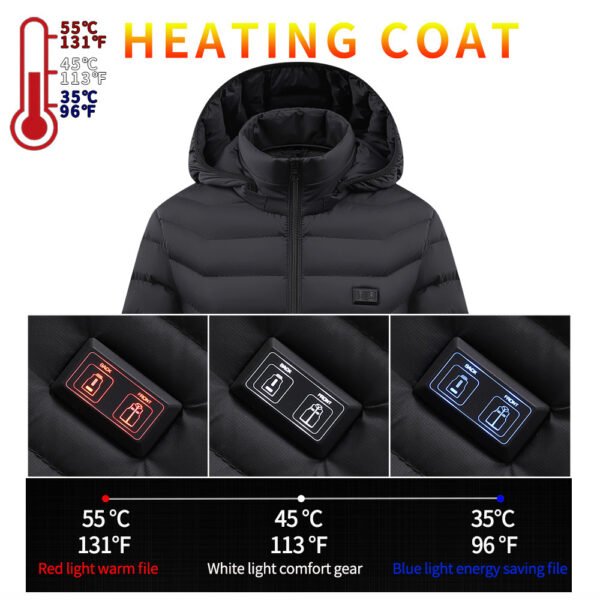 Women's Heating Cotton-padded Coat Dual-control Switch USB Charging - Image 3