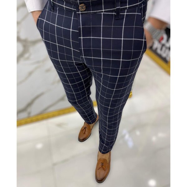 Men's Fashion Plaid Business Casual Pencil Pants Trousers - Image 5