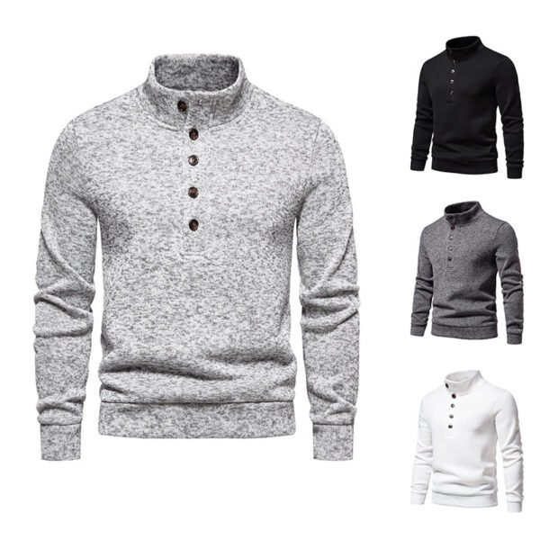 Men's Turtleneck Buttons Pullover Casual Loose - Image 8