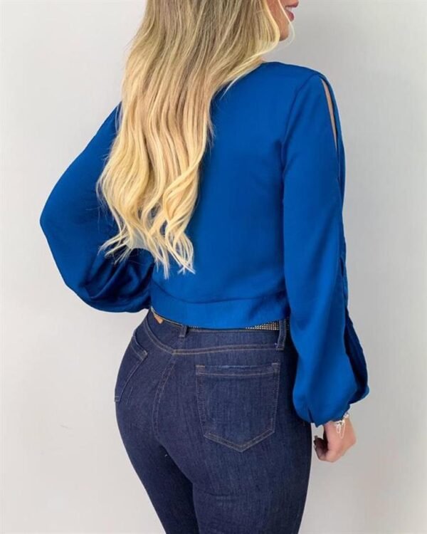 Tie Front Cut Out Tops Women Lace-Up Top Women - Image 3