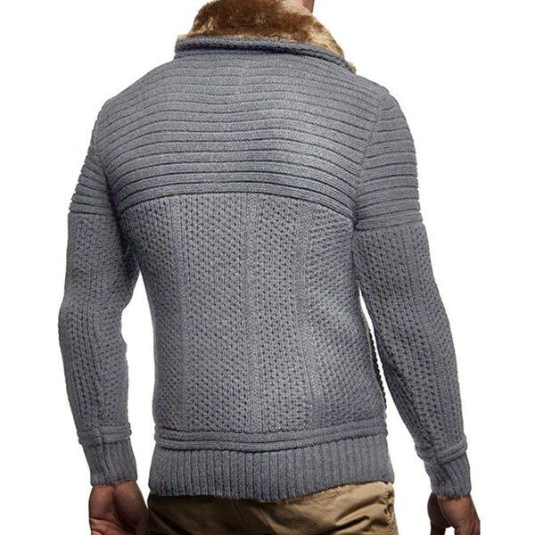 Simple Men's Solid Color Long-sleeved Knitted Jacket - Image 5