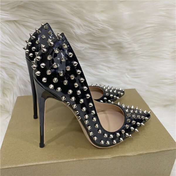 Rivet High Heels Pointed Stiletto Low-cut Shoes - Image 2