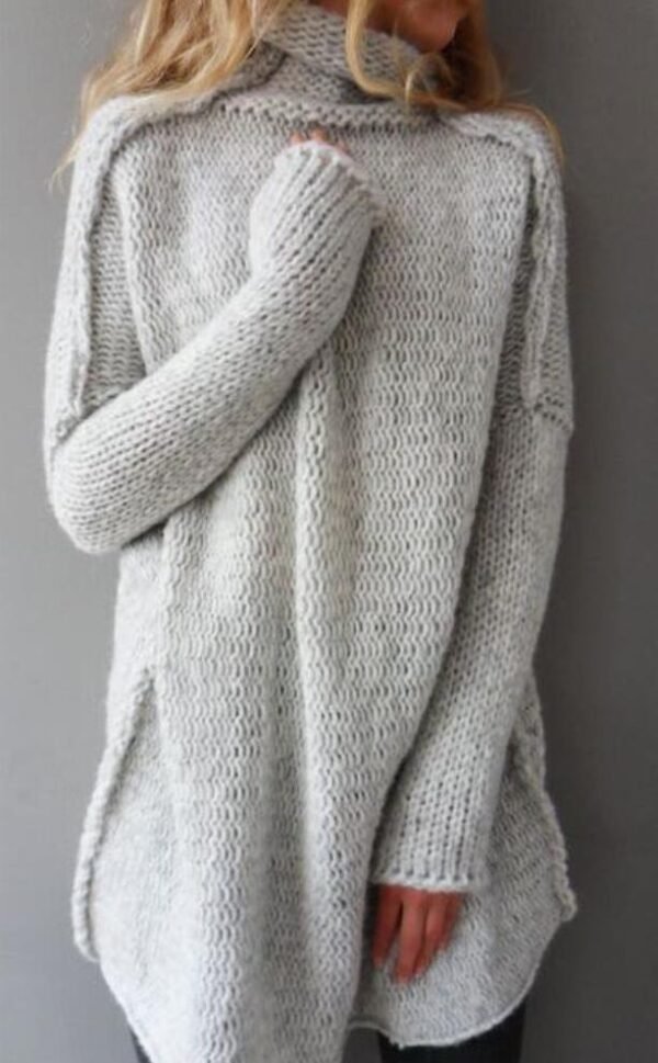 Heaps Collar Three-needle Craft Long-sleeved Sweater - Image 2