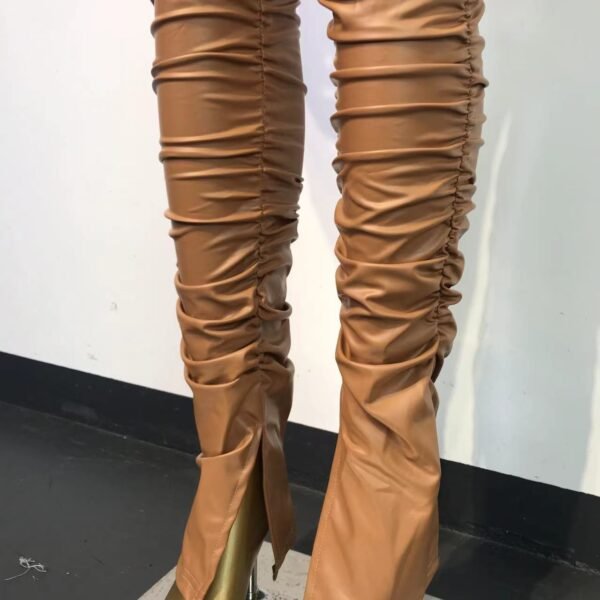 Women's Tight Elastic Force Leather Pants Suit - Image 8