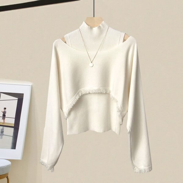 Design Knitted Blouse Slimming Vest All-match Tutu Three-piece Set - Image 5
