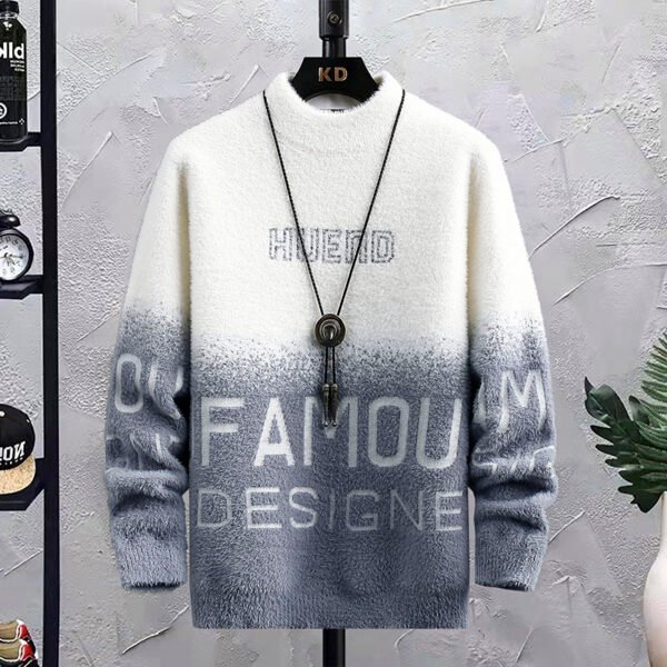 Men's Half Turtleneck  With Fleece Thickened Sweater - Image 3