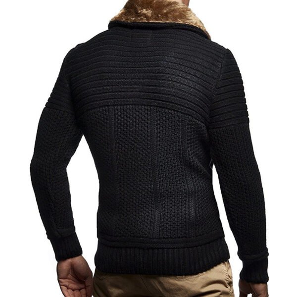 Simple Men's Solid Color Long-sleeved Knitted Jacket - Image 4