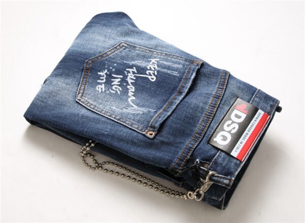 men jeans famous D2 Men slim jeans pants mens denim trousers zipper blue hole Pencil Pants - Image 3