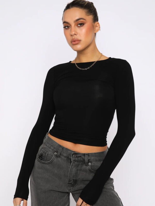 Knitwear Tight Casual Long Sleeve T-shirt Bottoming Shirt All-matching Outer Wear - Image 6
