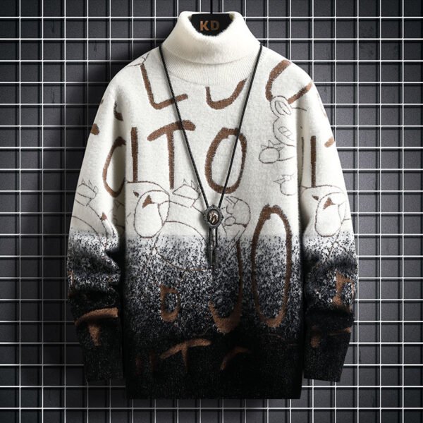 Gradient Mink Fleece Turtleneck Sweater For Men - Image 3